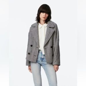 Zara Houndstooth Double Breasted Coat Jacket - Size L